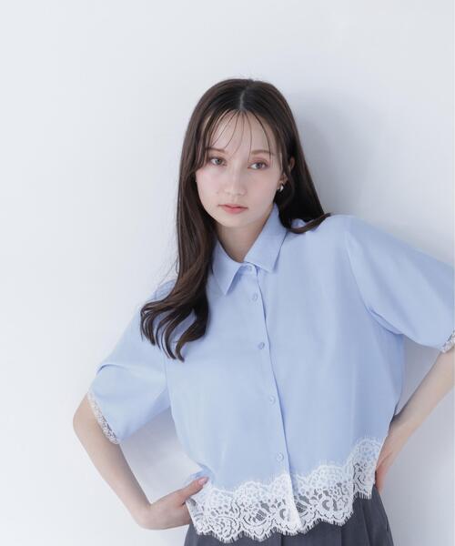 NATURAL BEAUTY BASIC(ナチュラルビューティーベーシック)の「レースドッキングシャツ(シャツ/ブラウス・レディース・ブルー/オフホワイト・フリ-)」の18枚目の写真