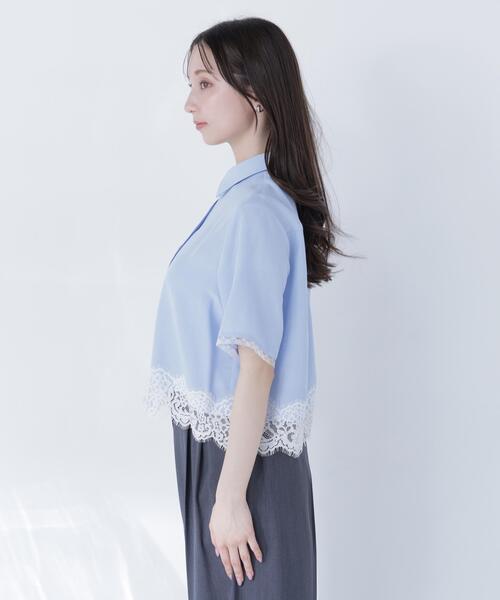 NATURAL BEAUTY BASIC(ナチュラルビューティーベーシック)の「レースドッキングシャツ(シャツ/ブラウス・レディース・ブルー/オフホワイト・フリ-)」の20枚目の写真