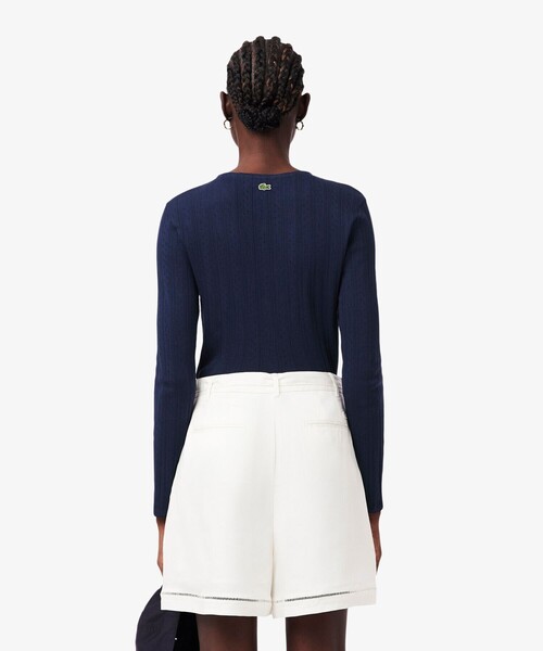 LACOSTE(ラコステ)の「透かし編みブランドネーム ニットカーディガン(カーディガン/ボレロ・レディース・ネイビー・36/38)」の5枚目の写真