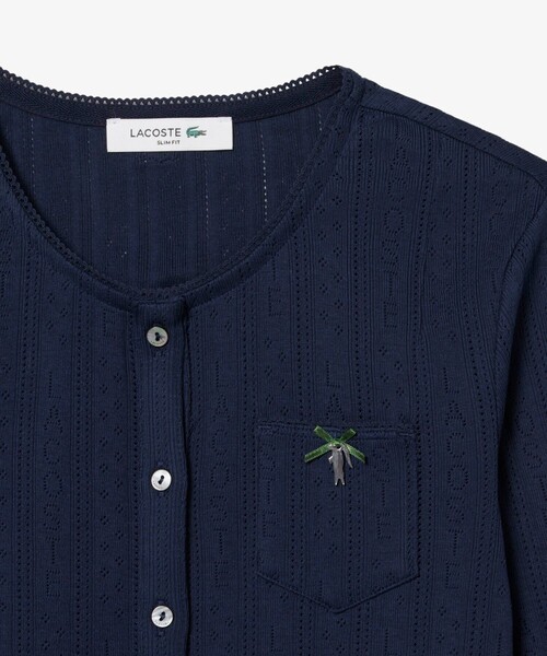 LACOSTE(ラコステ)の「透かし編みブランドネーム ニットカーディガン(カーディガン/ボレロ・レディース・ネイビー・36/38)」の7枚目の写真
