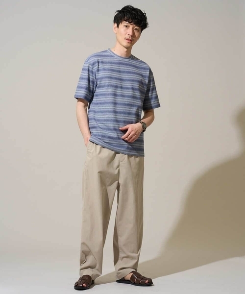 a.v.v(アーヴェヴェ)の「【イージーケア/洗濯機で洗える】ワッフルランダムボーダーカットソー(Tシャツ/カットソー・メンズ・グレー/ブルー・48/46)」の9枚目の写真