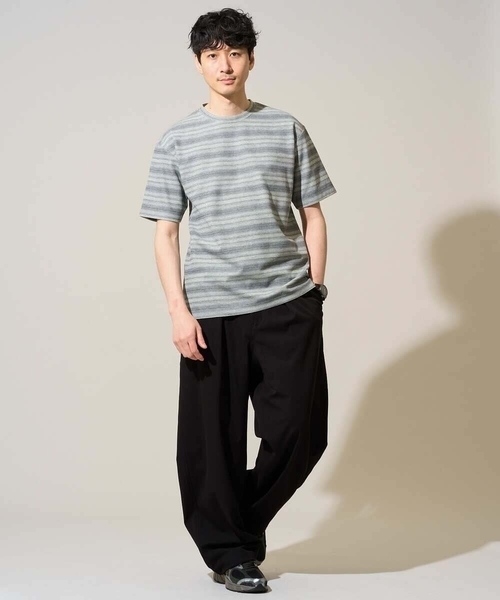 a.v.v(アーヴェヴェ)の「【イージーケア/洗濯機で洗える】ワッフルランダムボーダーカットソー(Tシャツ/カットソー・メンズ・グレー/ブルー・48/46)」の10枚目の写真
