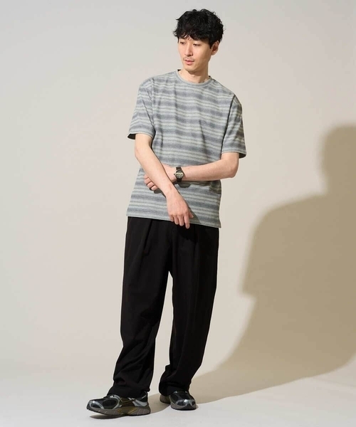a.v.v(アーヴェヴェ)の「【イージーケア/洗濯機で洗える】ワッフルランダムボーダーカットソー(Tシャツ/カットソー・メンズ・グレー/ブルー・48/46)」の11枚目の写真