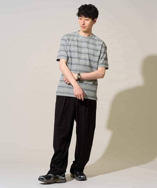 a.v.v(アーヴェヴェ)の「【イージーケア/洗濯機で洗える】ワッフルランダムボーダーカットソー(Tシャツ/カットソー・メンズ・グレー/ブルー・48/46)」の13枚目の写真