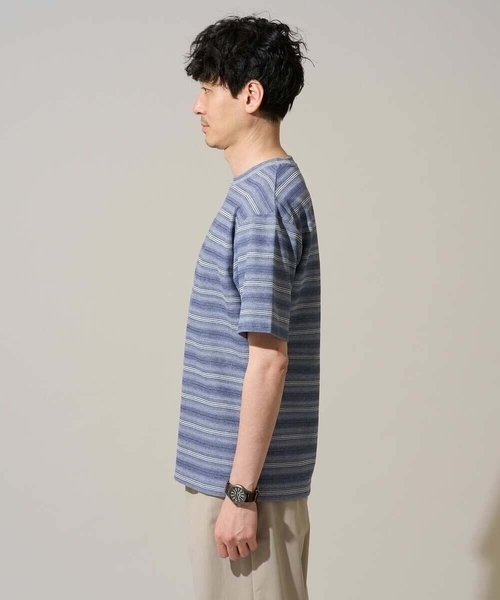 a.v.v(アーヴェヴェ)の「【イージーケア/洗濯機で洗える】ワッフルランダムボーダーカットソー(Tシャツ/カットソー・メンズ・グレー/ブルー・48/46)」の17枚目の写真