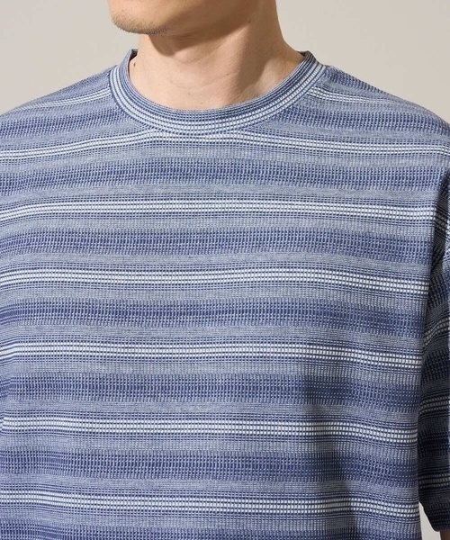 a.v.v(アーヴェヴェ)の「【イージーケア/洗濯機で洗える】ワッフルランダムボーダーカットソー(Tシャツ/カットソー・メンズ・グレー/ブルー・48/46)」の19枚目の写真