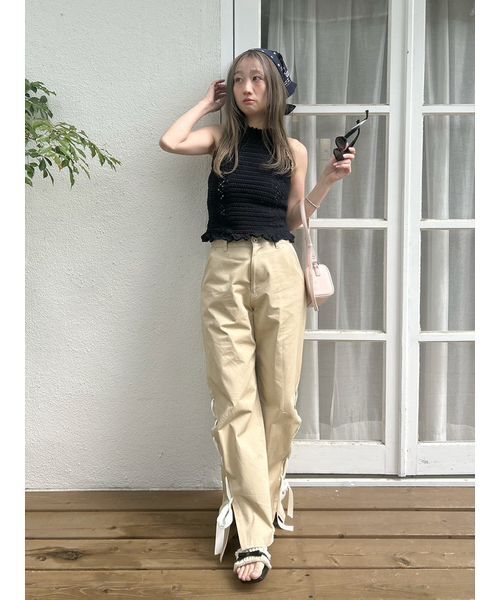 LILY BROWN（リリーブラウン）の「クロシェトリムホルターニット