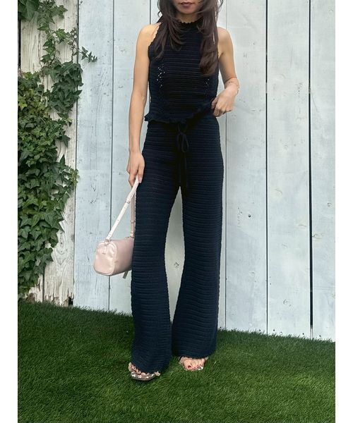LILY BROWN（リリーブラウン）の「クロシェトリムホルターニット