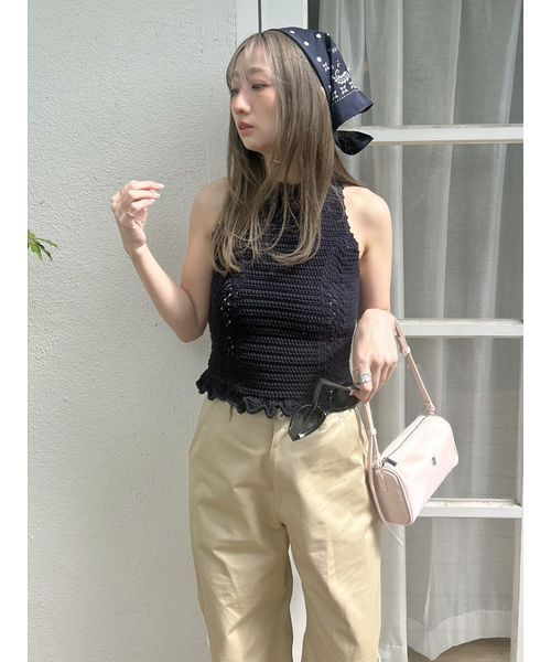 lilybrown セーター クロシェトリムホルターニットトップス（ニット/セーター）｜LILY
