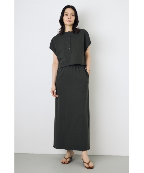 AZUL by moussy(アズールバイマウジー)の「【サイズ,身長別画像あり】Iラインカットロングスカート 春服 秋服 夏服 【セットアップ対応】ウエストゴム(スカート・レディース・ベージュ/ライトブラック/ブルー・SMALL/MEDIUM)」の7枚目の写真