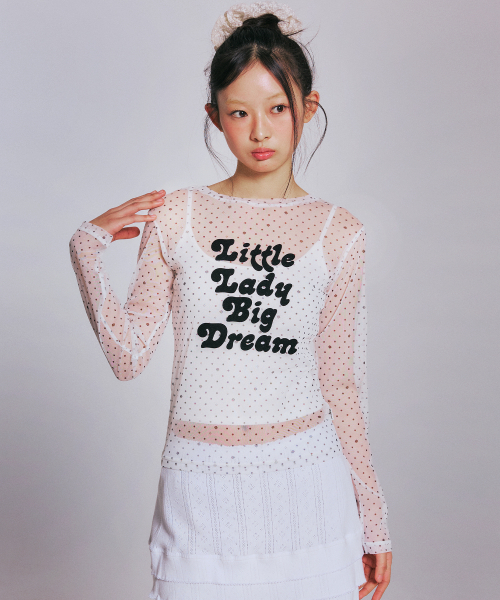 YOUHEE(ユヒ)の「ROSE DOT MESH LONG SLEEVE_WHITE(Tシャツ/カットソー・レディース・その他・SMALL/MEDIUM)」の1枚目の写真