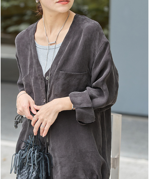 JOURNAL STANDARD(ジャーナルスタンダード)の「ヴィンテージキュプラローンカーデ ブラウス(シャツ/ブラウス・レディース・ブラウン/ブラック系その他・FREE)」の11枚目の写真
