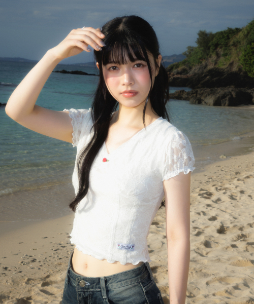 ROSEFRANTZ（ロゼフランツ）の「Rose Lace Slim T-shirt [Ivory]（Tシャツ/カットソー・レディース・アイボリー・OS）」の9枚目の写真