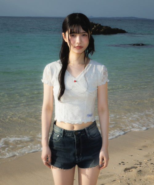 ROSEFRANTZ（ロゼフランツ）の「Rose Lace Slim T-shirt [Ivory]（Tシャツ/カットソー・レディース・アイボリー・OS）」の3枚目の写真