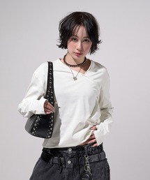 CREO STORE（クレオストア）の「Asym Neckline Top/アシメネックライントップ（Tシャツ/カットソー）」