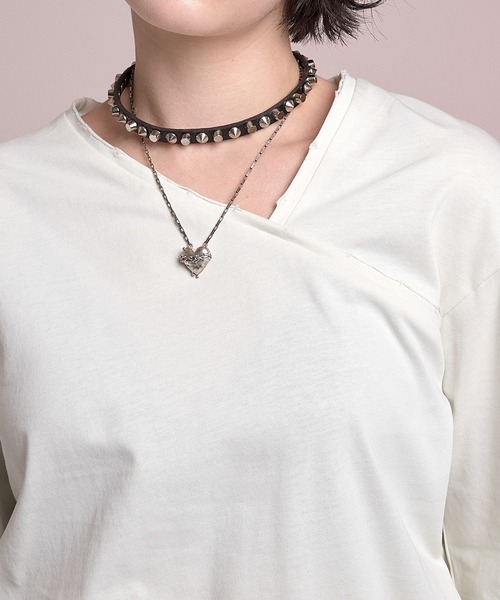 VI E DIT(ヴィエディット)の「Asym Neckline Top/アシメネックライントップ(Tシャツ/カットソー・メンズ・ブラック/アイボリー・2/1)」の7枚目の写真