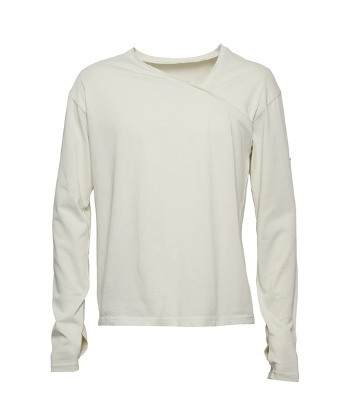 VI E DIT(ヴィエディット)の「Asym Neckline Top/アシメネックライントップ(Tシャツ/カットソー・メンズ・ブラック/アイボリー・2/1)」の12枚目の写真