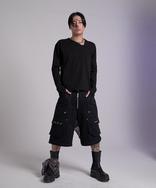 VI E DIT(ヴィエディット)の「Asym Neckline Top/アシメネックライントップ(Tシャツ/カットソー・メンズ・ブラック/アイボリー・2/1)」の22枚目の写真
