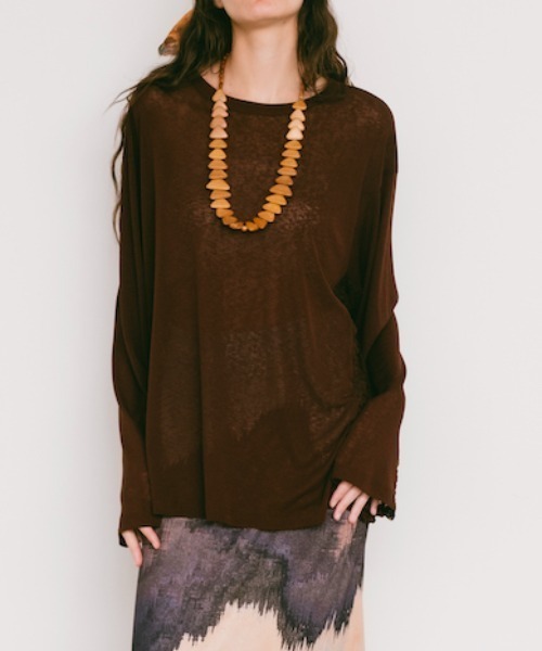 sahara(サハラ)の「Side Lace Over Top/サイドレースオーバーサイズトップス(Tシャツ/カットソー・レディース・ピンク/ブラウン/ブラック/アイボリー・FREE)」の3枚目の写真