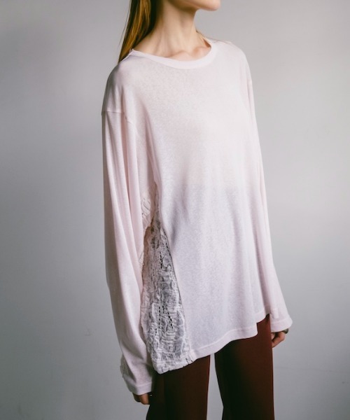 Side Lace Over Top/サイドレースオーバーサイズトップス（Tシャツ