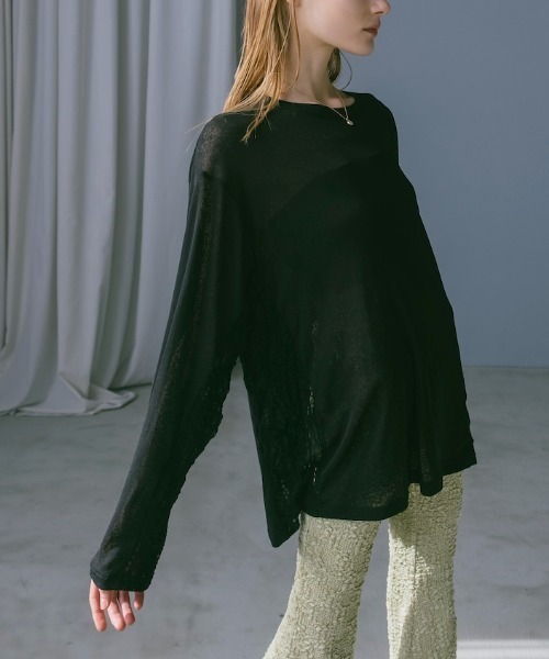 sahara(サハラ)の「Side Lace Over Top/サイドレースオーバーサイズトップス(Tシャツ/カットソー・レディース・ピンク/ブラウン/ブラック/アイボリー・FREE)」の2枚目の写真
