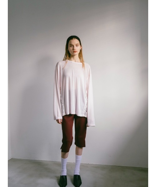 sahara(サハラ)の「Side Lace Over Top/サイドレースオーバーサイズトップス(Tシャツ/カットソー・レディース・ピンク/ブラウン/ブラック/アイボリー・FREE)」の21枚目の写真