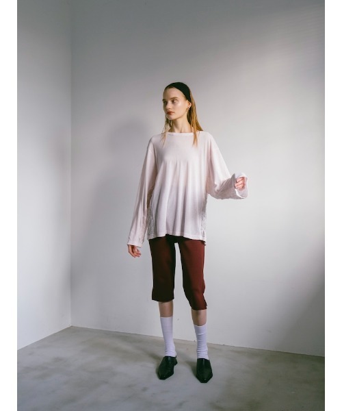 sahara(サハラ)の「Side Lace Over Top/サイドレースオーバーサイズトップス(Tシャツ/カットソー・レディース・ピンク/ブラウン/ブラック/アイボリー・FREE)」の22枚目の写真