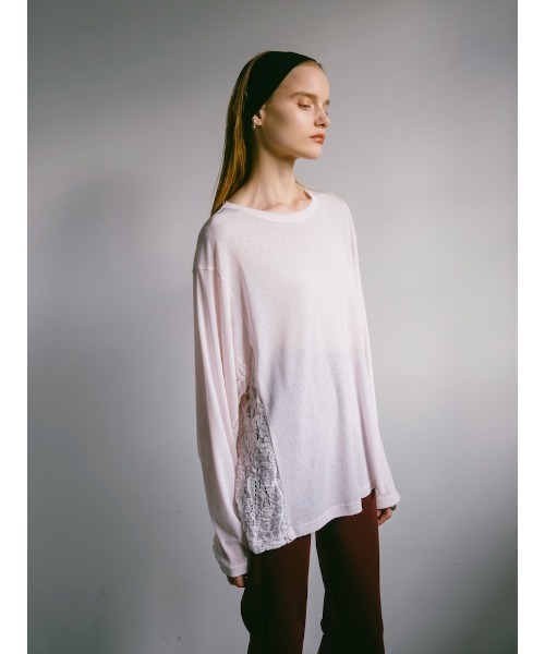 sahara(サハラ)の「Side Lace Over Top/サイドレースオーバーサイズトップス(Tシャツ/カットソー・レディース・ピンク/ブラウン/ブラック/アイボリー・FREE)」の20枚目の写真