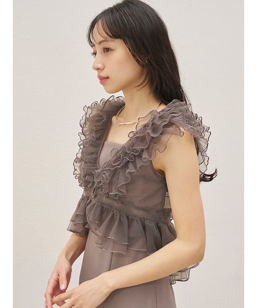 SNIDEL(スナイデル)の「チュールボレロセットキャミドレス(ドレス・レディース・グレー/ベージュ/ミント・0/1)」の8枚目の写真
