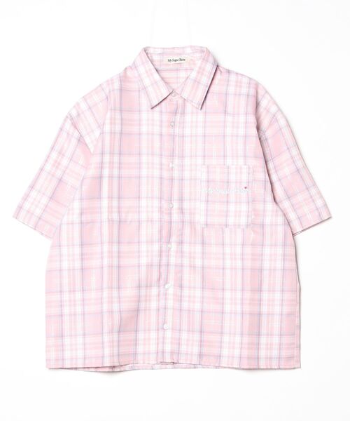 My sugar Babe（マイシュガーベイブ）の「OG logo check shirt（Tシャツ/カットソー・メンズ・ブルー系/ピンク系・LARGE/MEDIUM）」の2枚目の写真