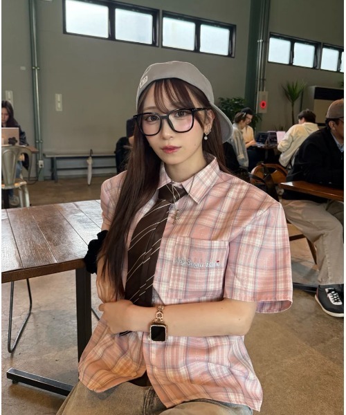 My sugar Babe（マイシュガーベイブ）の「OG logo check shirt（Tシャツ/カットソー・メンズ・ブルー系/ピンク系・LARGE/MEDIUM）」の9枚目の写真