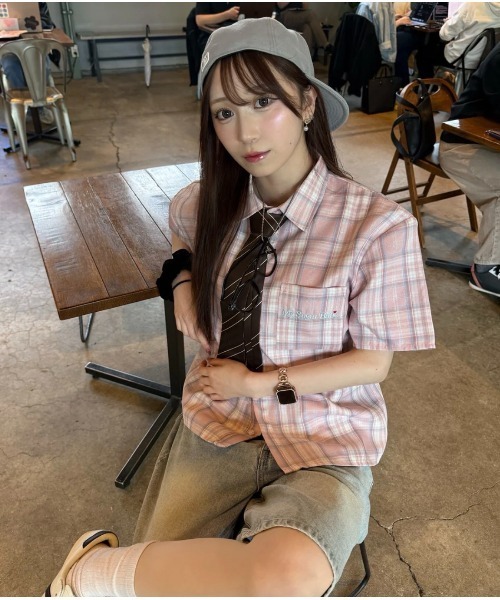 My sugar Babe（マイシュガーベイブ）の「OG logo check shirt（Tシャツ/カットソー・メンズ・ブルー系/ピンク系・LARGE/MEDIUM）」の10枚目の写真