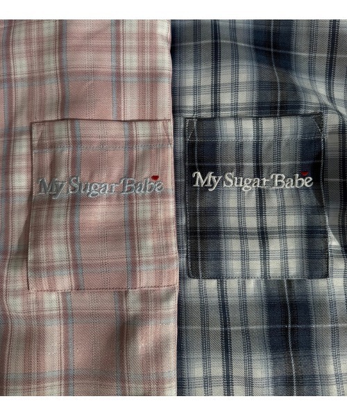 My sugar Babe（マイシュガーベイブ）の「OG logo check shirt（Tシャツ/カットソー・メンズ・ブルー系/ピンク系・LARGE/MEDIUM）」の11枚目の写真