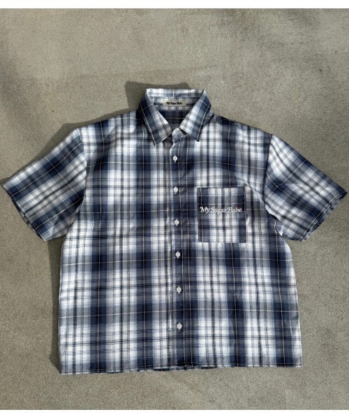 My sugar Babe（マイシュガーベイブ）の「OG logo check shirt（Tシャツ/カットソー・メンズ・ブルー系/ピンク系・LARGE/MEDIUM）」の12枚目の写真