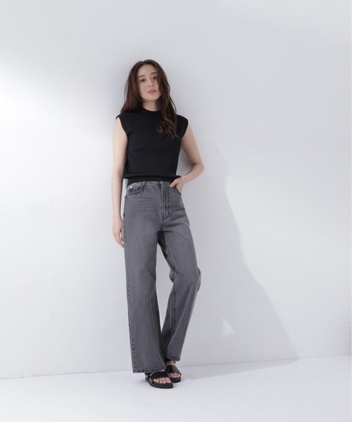 NATURAL BEAUTY BASIC(ナチュラルビューティーベーシック)の「プリーツリブハイネックニット(ニット/セーター・レディース・ブラック/ブルー/グレー/オフホワイト・フリ-)」の14枚目の写真