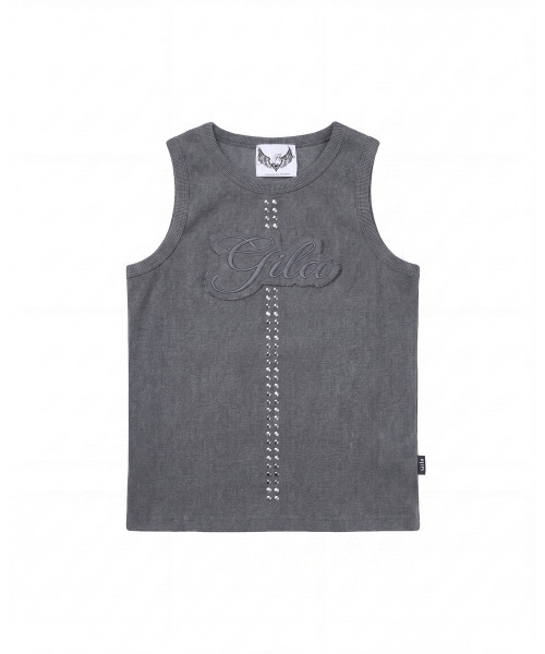 GILAARCHIVE(ギラアーカイブ)の「STUD PATCH LOGO DYED SLEEVELESS_CHARCOAL(Tシャツ/カットソー・レディース・その他・FREE)」の7枚目の写真