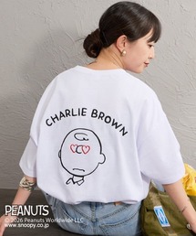 [PEANUTS×JEANS FACTORY/ピーナッツ×ジーンズ ファクトリー] チャーリー・ブラウン / ハート刺繍プリントTシャツ