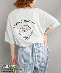 [PEANUTS×JEANS FACTORY/ピーナッツ×ジーンズ ファクトリー] チャーリー・ブラウン / ハート刺繍プリントTシャツ