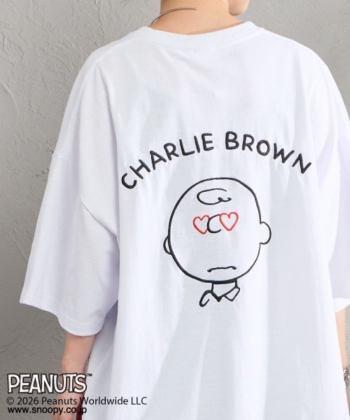 PEANUTS（ピーナッツ）の「[PEANUTS×JEANS FACTORY/ピーナッツ×ジーンズ ファクトリー] チャーリー・ブラウン / ハート刺繍プリントTシャツ（Tシャツ/カットソー・レディース・アッシュグレー/ホワイト/スミクロ・S/M/L）」の20枚目の写真