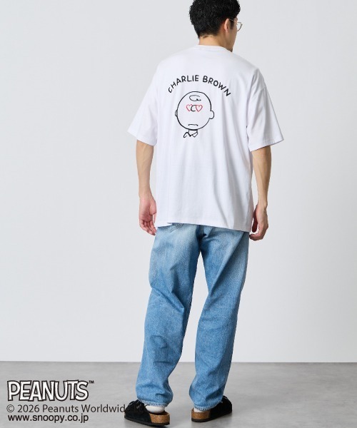 PEANUTS（ピーナッツ）の「[PEANUTS×JEANS FACTORY/ピーナッツ×ジーンズ ファクトリー] チャーリー・ブラウン / ハート刺繍プリントTシャツ（Tシャツ/カットソー・レディース・アッシュグレー/ホワイト/スミクロ・S/M/L）」の5枚目の写真