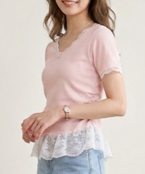 gossip!ロサンゼルス(ゴシップロサンゼルス)の「YUGA フェミニン フリルトップス(Tシャツ/カットソー・レディース・ライトブルー/ピンク・FREE)」の11枚目の写真