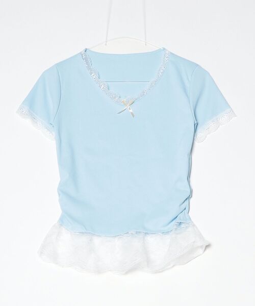 gossip!ロサンゼルス(ゴシップロサンゼルス)の「YUGA フェミニン フリルトップス(Tシャツ/カットソー・レディース・ライトブルー/ピンク・FREE)」の4枚目の写真
