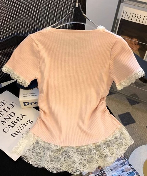 gossip!ロサンゼルス(ゴシップロサンゼルス)の「YUGA フェミニン フリルトップス(Tシャツ/カットソー・レディース・ライトブルー/ピンク・FREE)」の5枚目の写真