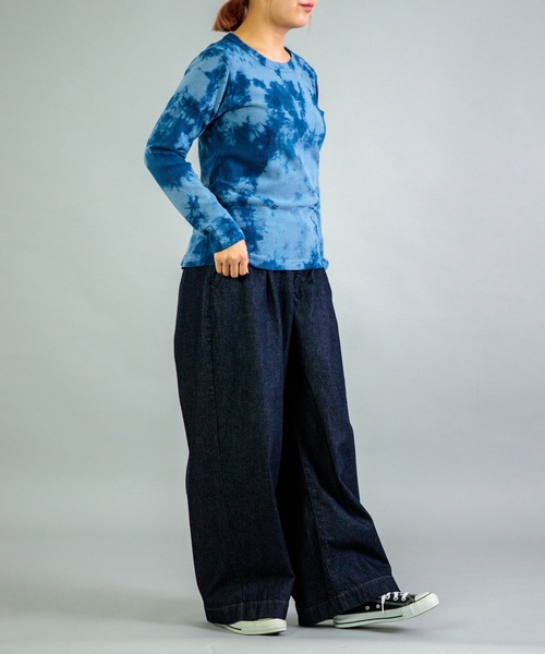 OMNIGOD（オムニゴッド）の「[OMNIGOD womens / オムニゴッド] KLフライス (手染めインディゴ) ロングスリーブＴシャツ（Tシャツ/カットソー・レディース・インディゴブルー・3/2）」の6枚目の写真