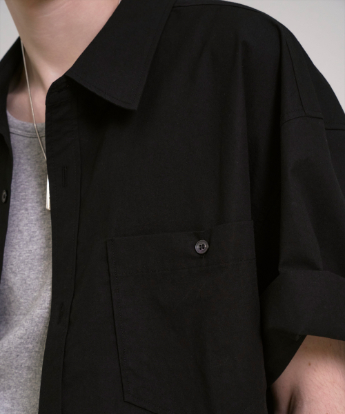 SSIN AND LEE（シンアンドリー）の「ライトコットンオーバーサイズハーフシャツブラック（シャツ/ブラウス・メンズ・その他・MEDIUM/LARGE）」の9枚目の写真