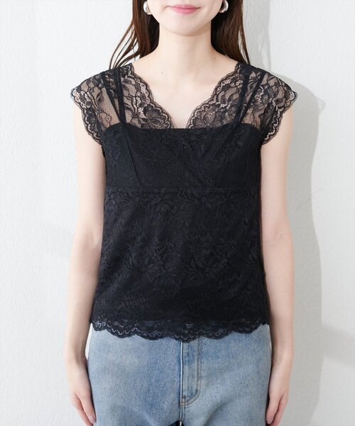 natural couture(ナチュラルクチュール)の「前後2WAY総レースインナー(キャミソール・レディース・ブラック/グレイッシュベージュ/ピンクベージュ/オフホワイト・FREE)」の22枚目の写真