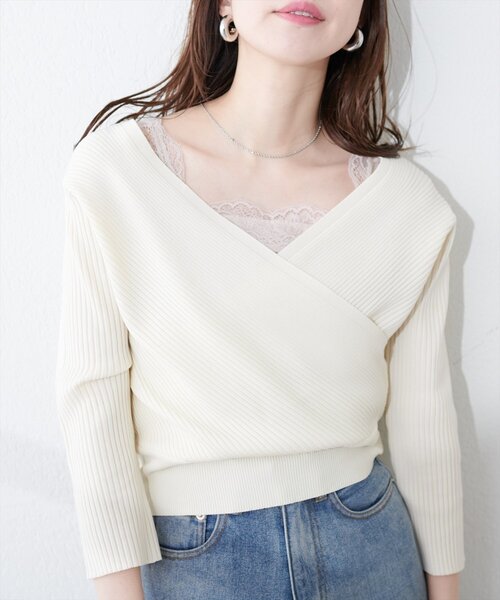 natural couture(ナチュラルクチュール)の「前後2WAY総レースインナー(キャミソール・レディース・ブラック/グレイッシュベージュ/ピンクベージュ/オフホワイト・FREE)」の7枚目の写真
