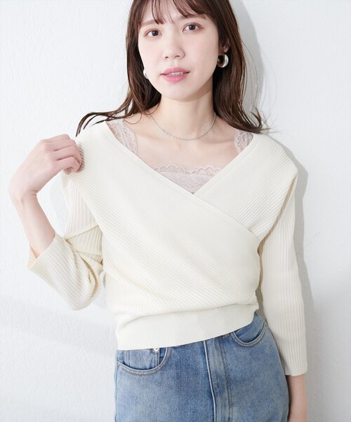 natural couture(ナチュラルクチュール)の「前後2WAY総レースインナー(キャミソール・レディース・ブラック/グレイッシュベージュ/ピンクベージュ/オフホワイト・FREE)」の8枚目の写真