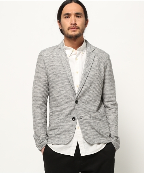 VENCEEXCHANGE(ヴァンスエクスチェンジ)の「Wフェイスボーダーテーラードジャケット(テーラードジャケット・メンズ・グレー/ブラック・SMALL/LARGE/MEDIUM)」の2枚目の写真