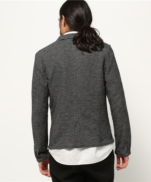 VENCEEXCHANGE(ヴァンスエクスチェンジ)の「Wフェイスボーダーテーラードジャケット(テーラードジャケット・メンズ・グレー/ブラック・SMALL/LARGE/MEDIUM)」の4枚目の写真